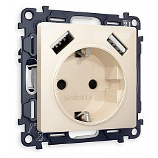 Розетка с заземлением и со шторкой и 2хusb type a, без рамки ambrella volt quant ma309010